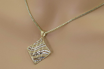 Italian 14k Gold modern pendant & Snake chain cpn004yw&cc078y