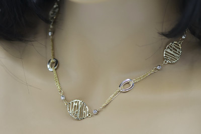 Fantazy-Halskette aus italienischem 14-karätigem 585er Gelb-Weiß-Gold cfc003yw