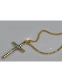 Італійський жовтий 14k золотий католицький хрест & ланцюжок Spiga
