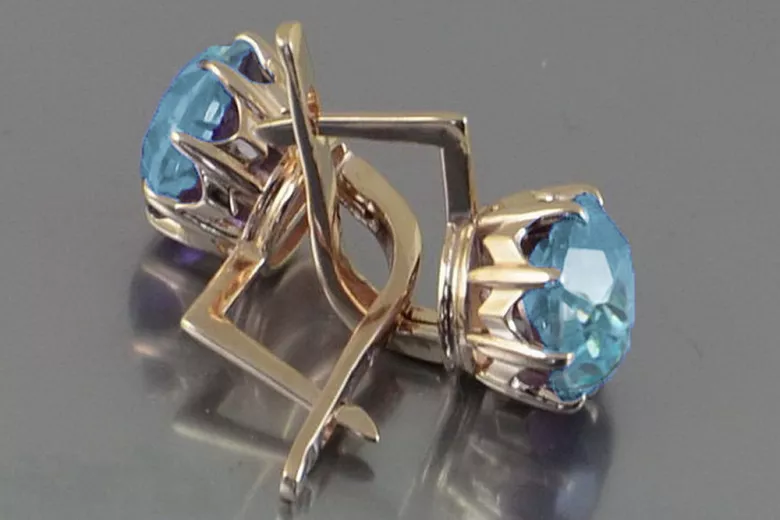 Vintage silver rose gold plated 925 Alexandrite Ruby Emerald Sapphire Aquamarine Zircon ... earrings vec070rp
