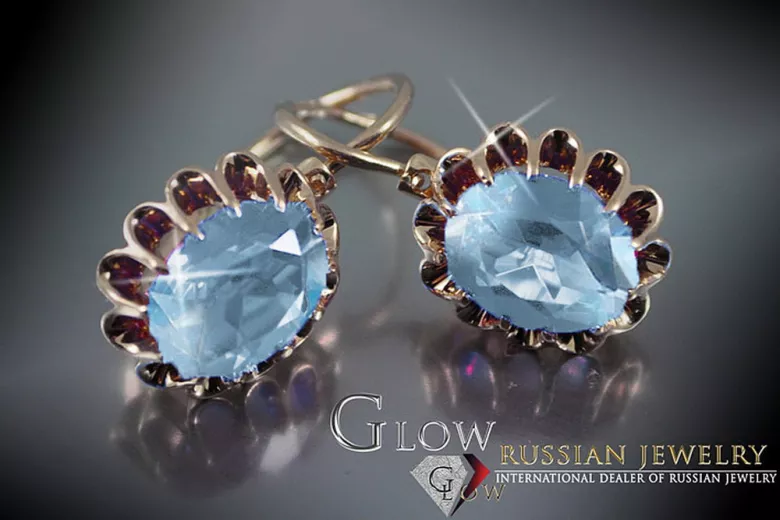 Vintage silver rose gold plated 925 Alexandrite Ruby Emerald Sapphire Aquamarine Zircon ... earrings vec074rp