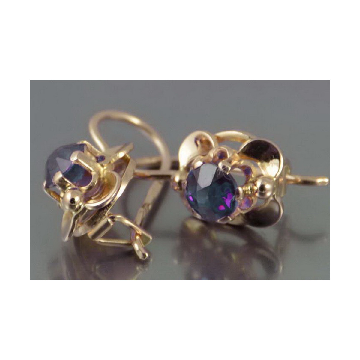 Vintage silver rose gold plated 925 Alexandrite Ruby Emerald Sapphire Aquamarine Zircon ... earrings vec116sgp
