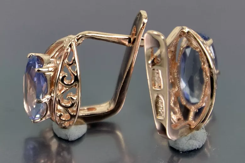 Vintage silver rose gold plated 925 Alexandrite Ruby Emerald Sapphire Aquamarine Zircon ... earrings vec141rp