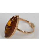Russian rose Soviet pink USSR red 585 583 gold amber ring vrab002