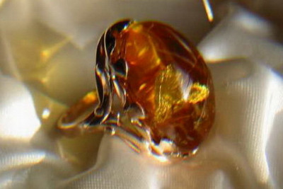 Vintage rose 14k 585 gold amber ring vrab009