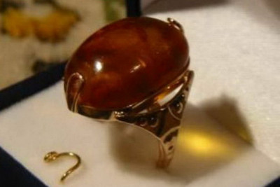 "Оригинальное кольцо из розового золота 14 карат с янтарем, Винтажная коллекция" vrab011