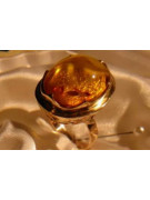 Radziecki 14k 585 złoty Rosyjski pierścionek z różowego złota z bursztynem  vrab013