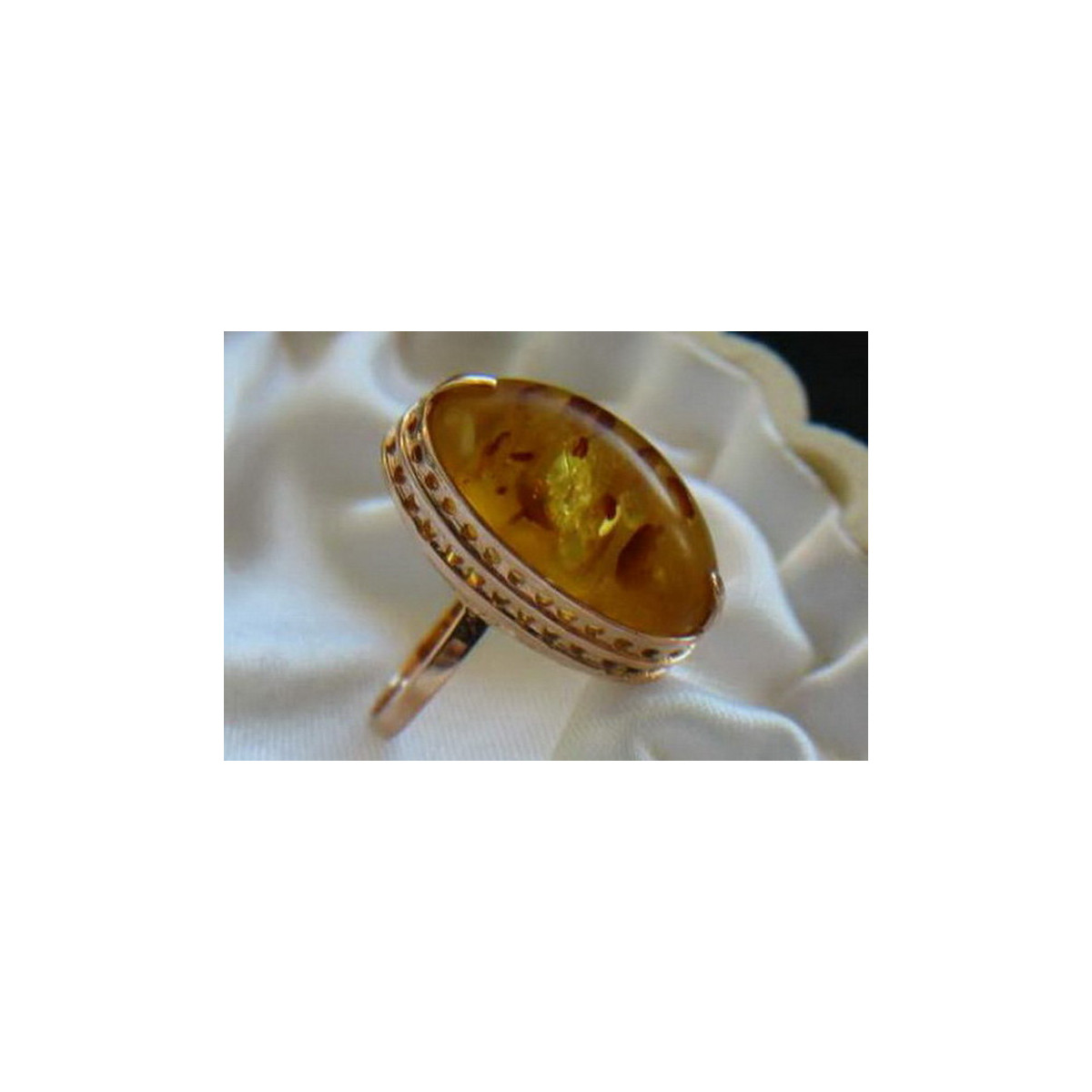Russian rose Soviet pink USSR red 585 583 gold amber ring vrab014