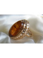 Russian rose Soviet pink USSR red 585 583 gold amber ring vrab022