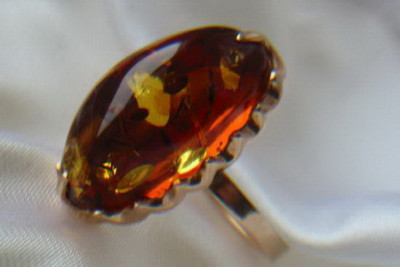 "Exquisite Original Vintage 14K Rose Gold Ring with Amber Gemstone" vrab028