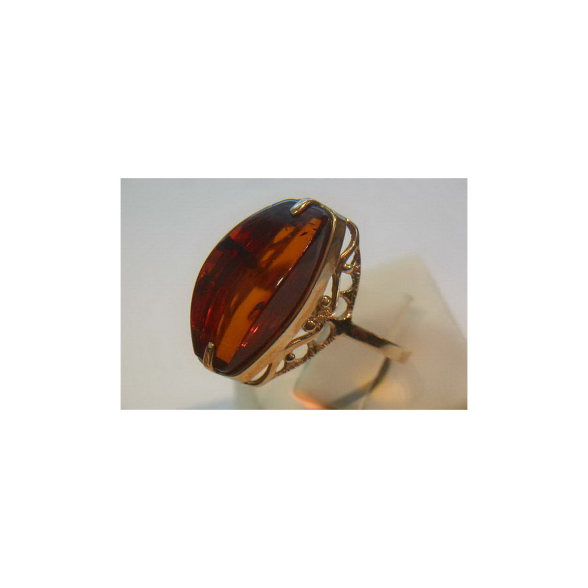 Russian rose Soviet pink USSR red 585 583 gold amber ring vrab031