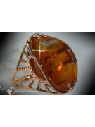 Russian rose Soviet pink USSR red 585 583 gold amber ring vrab034