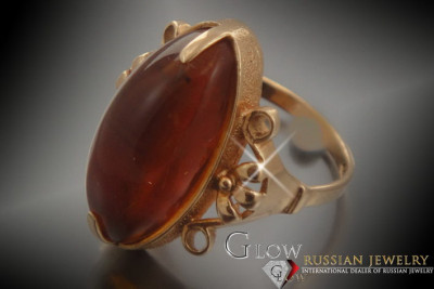 Exquisites Originales Vintage Bernstein-Ring in 14K 585 Roségold vrab039