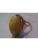 Russian rose Soviet pink USSR red 585 583 gold amber ring vrab042