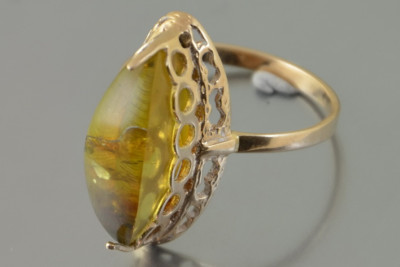 "Vintage-Inspired 14K Rose Gold Ring with Amber Stone" vrab043