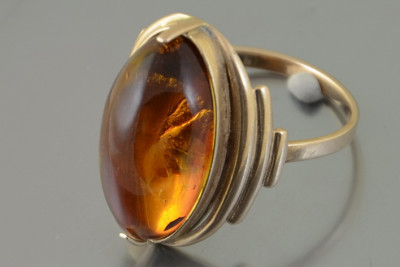 "Antique 14K 585 Rose Gold Ring Featuring Authentic Amber" vrab045