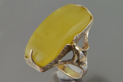 "Original Vintage Design - Amber Encrusted 14K Rose Gold Ring" vrab047