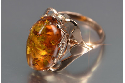 "Exclusive 14K 585 Rose Gold Vintage Amber Jewelry"  vrab048