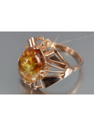 Russian rose Soviet pink USSR red 585 583 gold amber ring vrab051