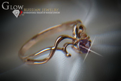 Vintage Rose Gold Ring 14K Alexandrite Ruby Emerald Sapphire Zircon 585 vrc018