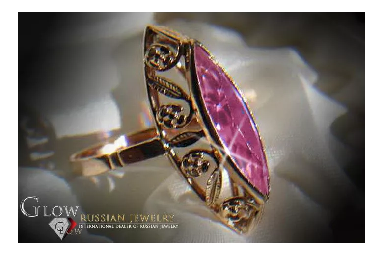 Russian Soviet rose 14k 585 gold Alexandrite Ruby Emerald Sapphire Zircon ring  vrc036