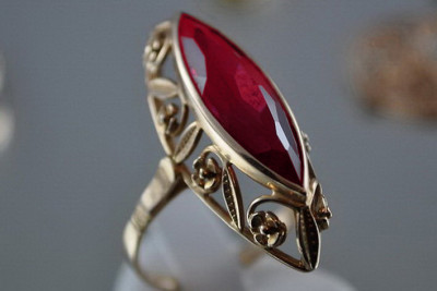Russian Soviet Rose Gold Ring 14K Alexandrite Ruby Emerald Sapphire Zircon 585 vrc036