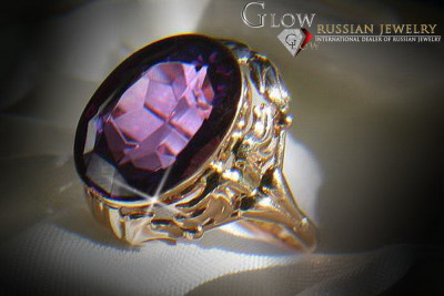 Vintage Rose Gold Ring 14K Alexandrite Ruby Emerald Sapphire Zircon 585 vrc061