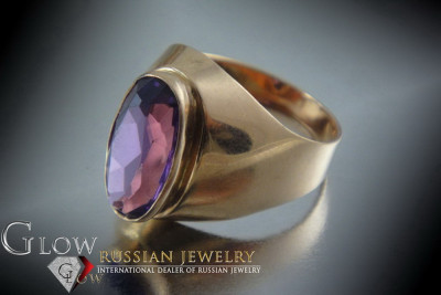 Руски съветски пръстен от розово злато 14K александрит рубин изумруден сапфир циркон 585 vrc077