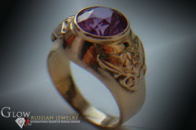 Vintage Rose Gold Ring 14K Alexandrite Ruby Emerald Sapphire Zircon 585 vrc078