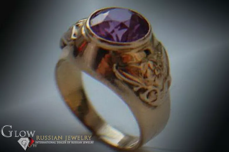 Ruso Soviet rosa 14k 585 oro Alejandrita Rubí Esmeralda Zafiro Zircón anillo vrc078