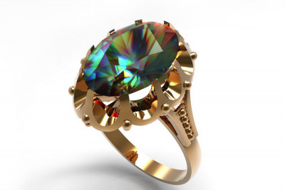 Vintage rose 14k 585 gold Alexandrite Ruby Emerald Sapphire Zircon ring  vrc079