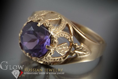 Руски съветски пръстен от розово злато 14K Александрит Рубин Изумруден сапфир Циркон 585 vrc080