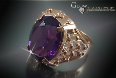 Vintage Rose Gold Ring 14K Alexandrite Ruby Emerald Sapphire Zircon 585 vrc120
