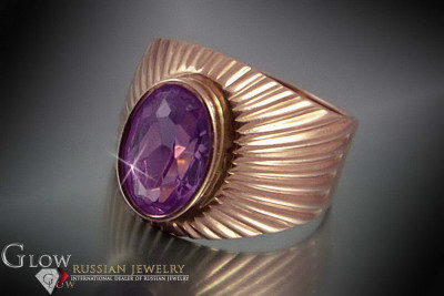 Руски съветски пръстен от розово злато 14K Александрит Рубин Изумруден сапфир Циркон 585 vrc127