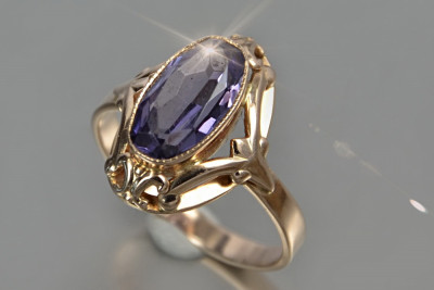 Vintage rose 14k 585 gold Alexandrite Ruby Emerald Sapphire Zircon ring  vrc128
