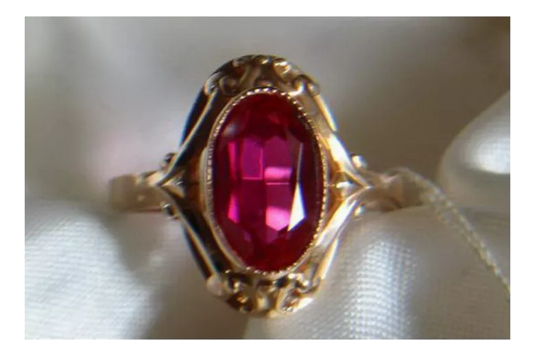 Radziecki 14k 585 złoty Rosyjski pierścionek z różowego złota z Aleksandrytem Rubinem Szafirem Szmaragdem Cyrkonią vrc128