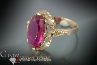 Anillo de oro rosa soviético ruso 14K Alejandrita Rubí Esmeralda Zafiro Zircon 585 vrc134
