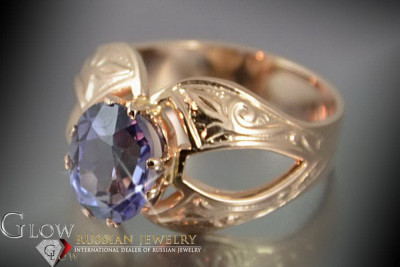 Rusă sovietică Rose Gold Ring 14K Alexandrite Ruby Emerald Safir Zircon 585 vrc135