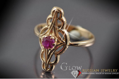 Руски съветски пръстен от розово злато 14K александрит рубин изумруден сапфир циркон 585 vrc145