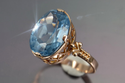 Vintage Rose Gold Ring 14K Alexandrite Ruby Emerald Sapphire Zircon 585 vrc224