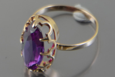 Vintage Rose Gold Ring 14K Alexandrite Ruby Emerald Sapphire Zircon 585 vrc253