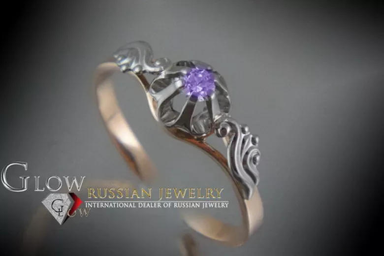 Russisch Sowjetrosa 14 Karat 585 Gold Alexandrit Rubin Smaragd Saphir Zirkon Ring vrc303
