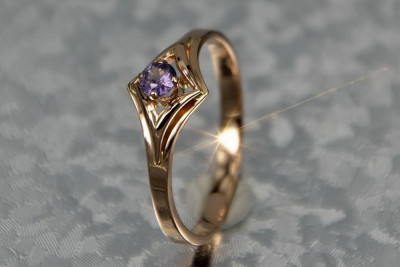 Руски съветски пръстен от розово злато 14K александрит рубин изумруден сапфир циркон 585 vrc351