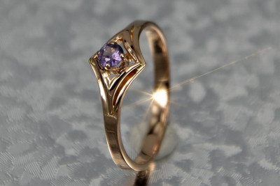Russian Soviet Rose Gold Ring 14K Alexandrite Ruby Emerald Sapphire Zircon 585 vrc351