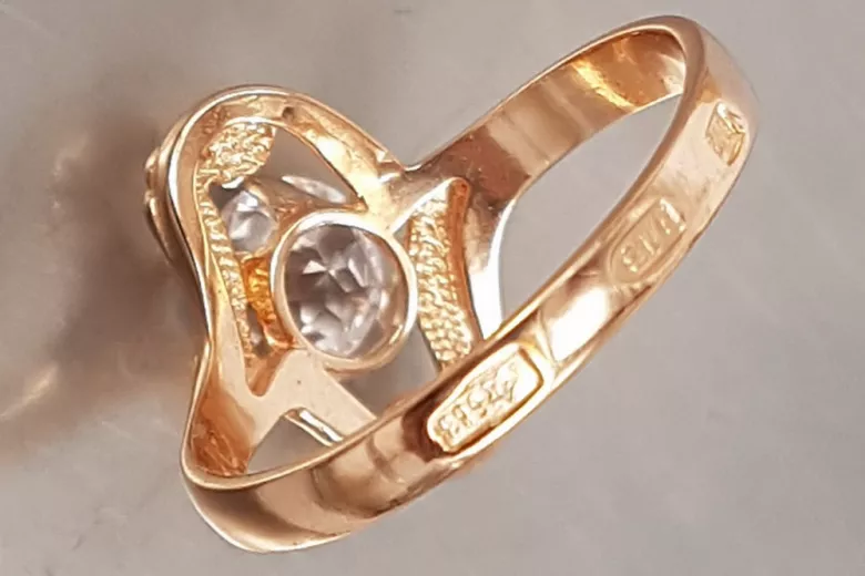 Russisch Sowjetrosa 14 Karat 585 Gold Alexandrit Rubin Smaragd Saphir Zirkon Ring vrc358