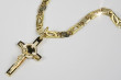Italian yellow white 14k gold Catholic cross & Elegant chain