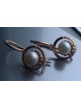 Russian rose pink Soviet 14k 585 gold pearl earrings