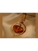 "Authentic Vintage 14K Rose Gold Amber Jeweled Pendant" vpab005