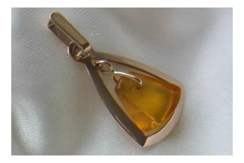 "Classic 14K Rose Gold Pendant with Genuine Amber - Vintage Inspired" vpab010