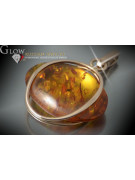 "Genuine Vintage 14K Rose Gold Amber Necklace Pendant" vpab013